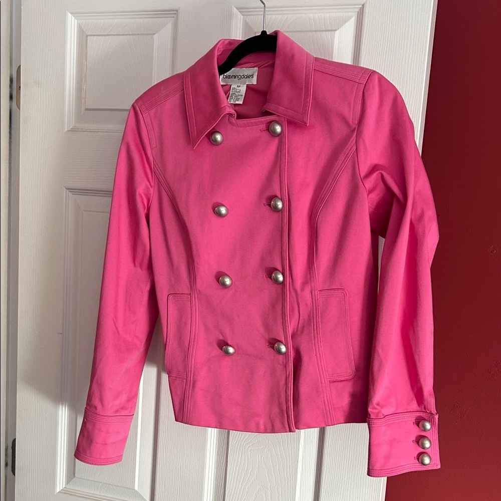 Bloomingdale's Pink Double-Breasted Pea Coat
